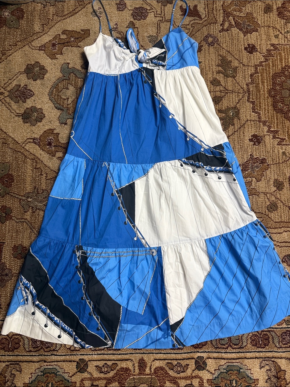 J Crew cotton poplin dress Ratti® regatta print Blue Sail Boat $248 6